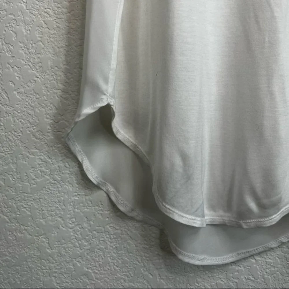 Haute Hippie Mixed Media White Shirttail Hem Tank Top/Cami - Picture 4 of 7